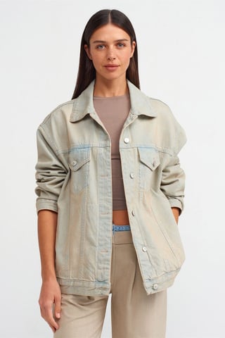 Oversized Denim Button Jacket