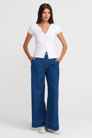 High-Waist Wide-Leg Cotton Denim Jeans