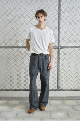 Baggy fit texturerade denimjeans