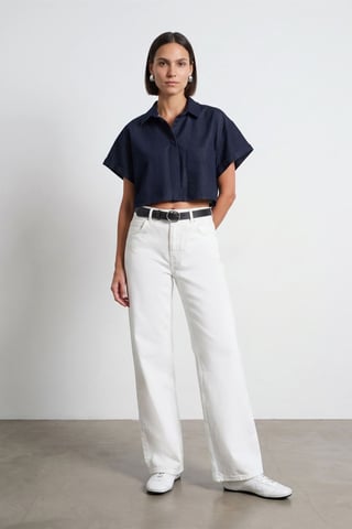 High Waist Wide Leg Cotton Denim Jeans