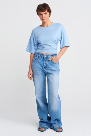 High-Waist Wide-Leg Cotton Denim Jeans