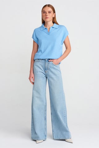 High Waist Wide Leg Cotton Denim Jeans