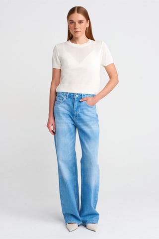 High-Waist Wide-Leg Cotton Denim Jeans