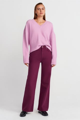 High-Waist Wide-Leg Cotton Denim Jeans