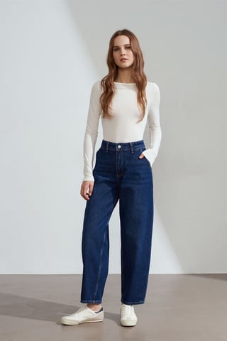 Kvinnors Högmidjade Vida Jeanstvillingar