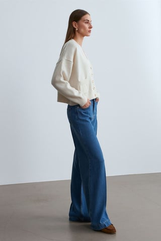 Högmidjade vida Tencel-jeans