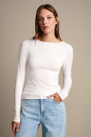 Women's Ribbed Boat Neck Slim-fit Sweater