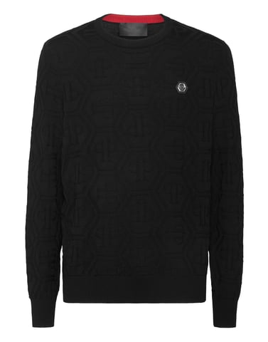 Polo tröja rund hals monogram