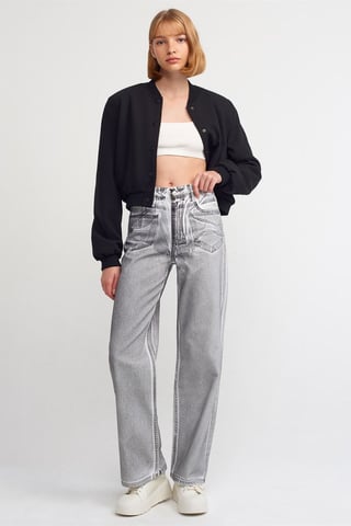 High-Waist Straight-Leg Denim Jeans