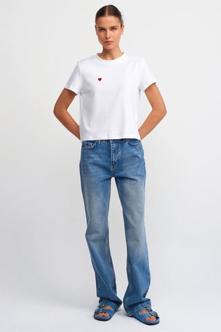 High-Waist Straight-Leg Cotton Jeans