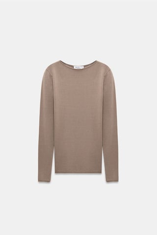 Women's Ribbed Boat Neck Slim-fit Sweater