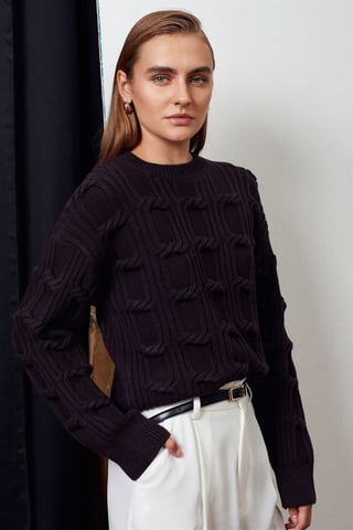 Texturerad Crew Neck Stickad Tröja