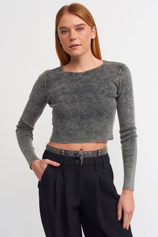 Dam Ribbad Kort Crew Nacktröja