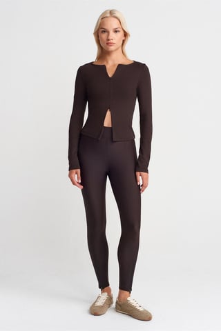 High-Waist Skinny Leggings With Zip Detail