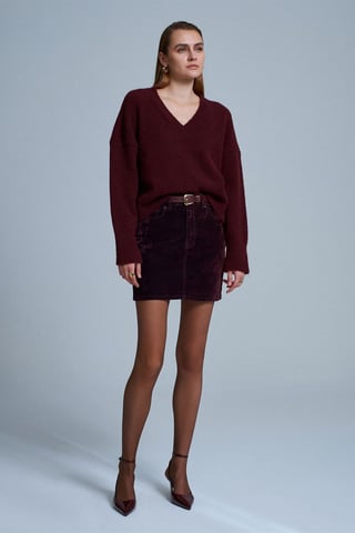 Women's V-neck Ribbed Knit Sweater