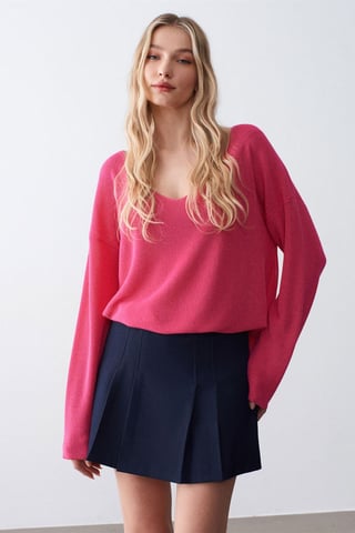 Women's V-neck Ribbed Knit Sweater