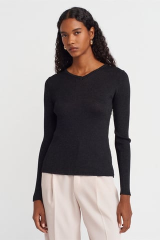 Women's Slim Fit V-Neck Ribbed Sweater