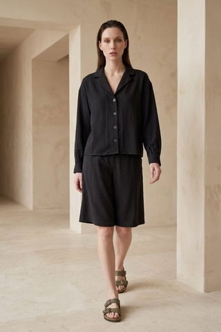 Bomull Poplin Skjorta och Shorts Set