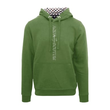 Aquascutum Mens Lettering Pullover Hoodie (Military Green)