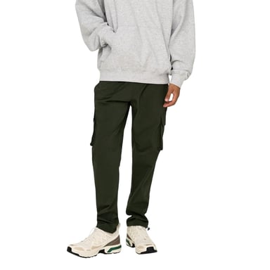 Only Mens Drawstring Waist Cargo Trousers (Olive)
