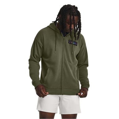 Under Armour Mens Project Rock Relaxed Fit Full Zip Hoodie (Green)