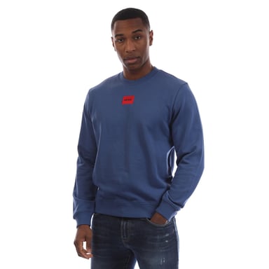 Hugo Mens Ribbed Collar Regular Sweatshirt (Medium Blue)