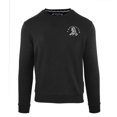 Aquascutum Mens Logo Cotton Round Neck Sweatshirt (Black)