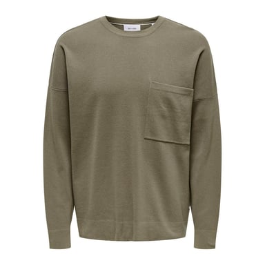 Only Mens Crew Neck Relaxed Fit Sweatshirt (Taupe)