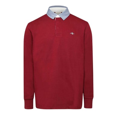 Gant Mens Rugger Chambray Regular Polo Sweatshirt (Red)