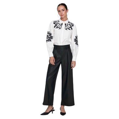 Only Womens/Ladies Faux Leather Wide Leg Palazzo Trousers (Black)