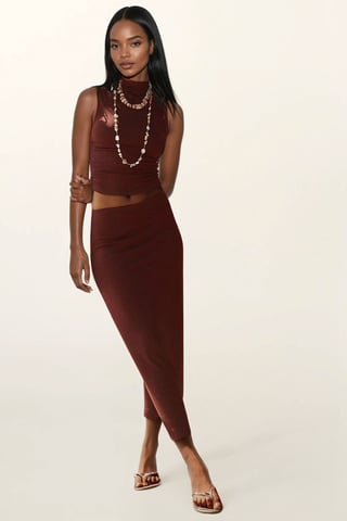 Slim Fit Halterkrage Stickad Top