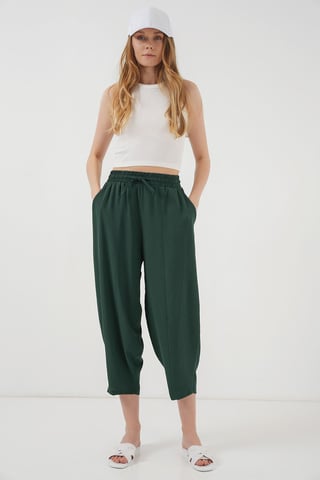 Textured Salwar Pants with Drawstring Waist