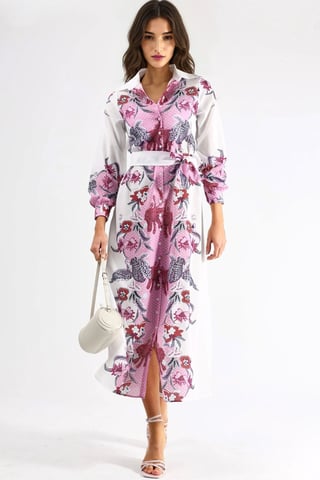 Floral Belted Midi Dress