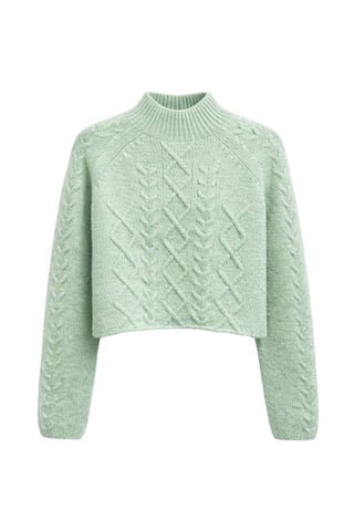 Argyle Pattern Ribbed Half Turtleneck Sweater