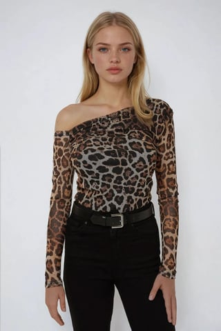 Asymmetrische Kraag Tuele Blouse