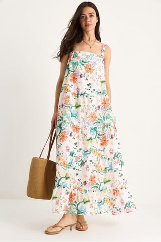Flowering Square Collar Maxi Dress