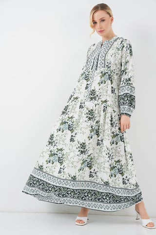 Printed V-Neck Maxi Dress