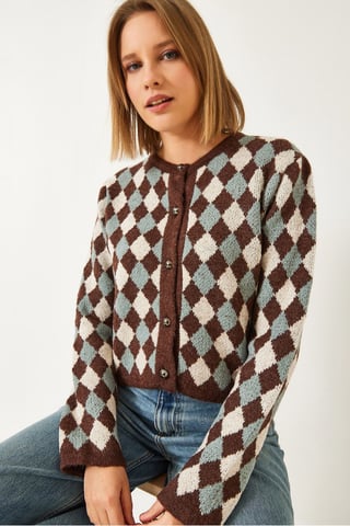 Ribbed Crop Cardigan with Button Closure