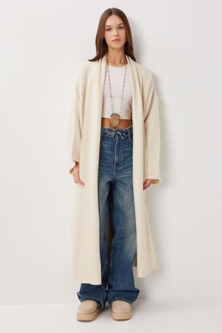 Oversized Open Collar Long Knit Cardigan
