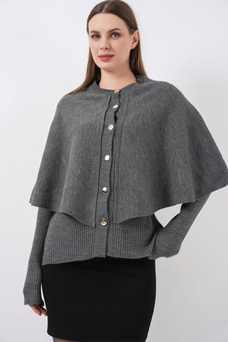 Ribbad Texturerad Långärmad Knappen Cardigan