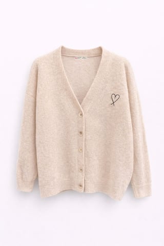 Oversized Knit Cardigan with Heart Detail