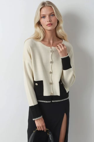 Pocket Detailed Knit Cardigan with Button Closure