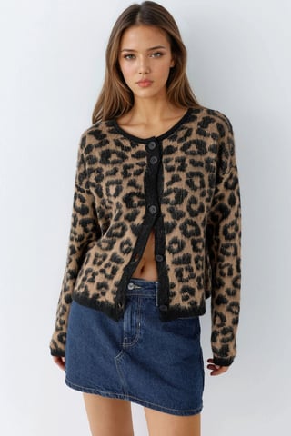 Leopard Print Button-Up Cardigan