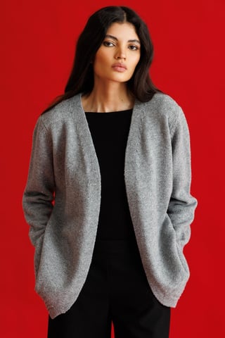 Överdimensionerad ribbad stickad cardigan