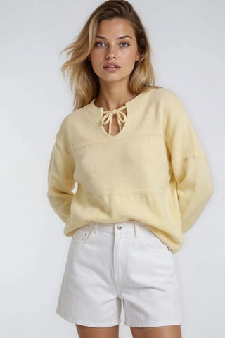 Tie-Detail Loose Knit Sweater