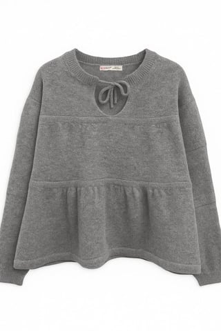 Tie-Detail Loose Knit Sweater