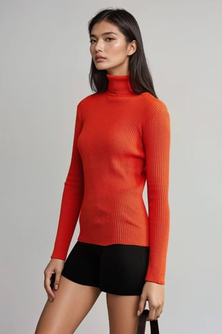 Fitted Textured Turtleneck Sweater