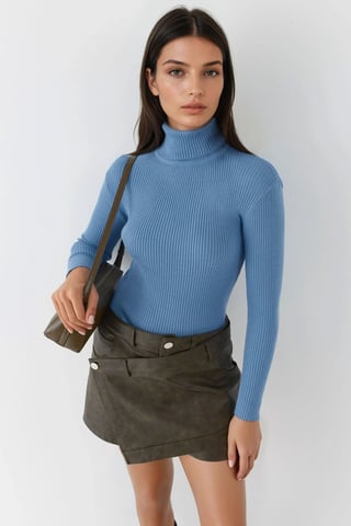 Fitted Textured Turtleneck Sweater