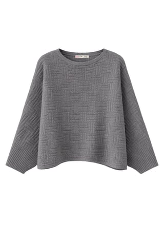 Oversized Textured Ribbed Crew Neck Sweater