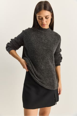 Oversized Crew Neck Knit Sweater